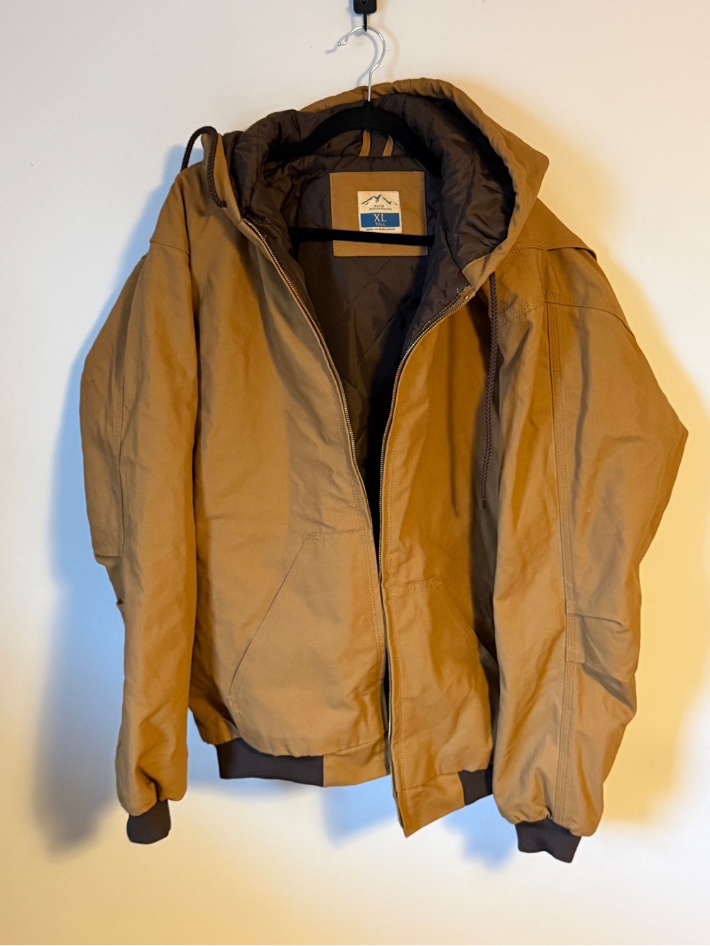 Men's Hooded Bomber Jacket in Tan